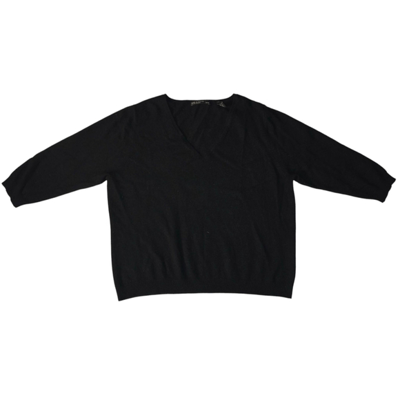 VTG Women's Lord & Taylor Black Cashmere Sweater Size 1X V-neckline - Picture 1 of 4